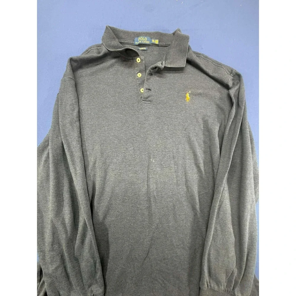 Polo Ralph Lauren Polo Shirt Classic Shirt‎ Long Sleeve Gray Small Pony 2XL